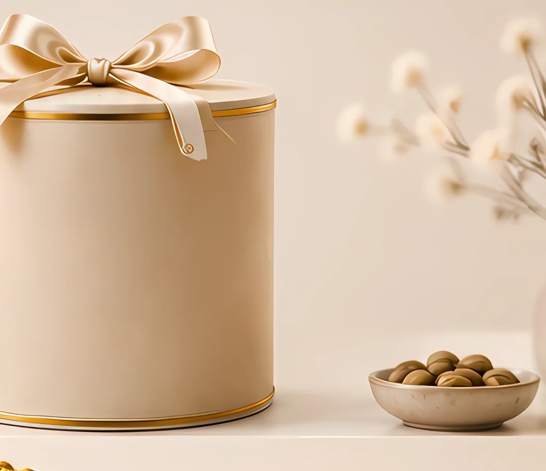 Pasticceria Dolce & Falcone Geschenkdose — Firmenpräsent mit Goldschleife